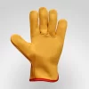 Leather Driving Gloves Men - Yellow Cow Grain Tactical Grip Elastic Fit
