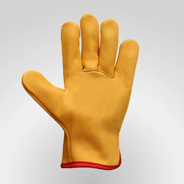 Leather Driving Gloves Men - Yellow Cow Grain Tactical Grip Elastic Fit