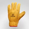 Leather Driving Gloves Men - Yellow Cow Grain Tactical Grip Elastic Fit