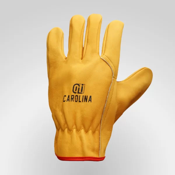 Leather Driving Gloves Men - Yellow Cow Grain Tactical Grip Elastic Fit